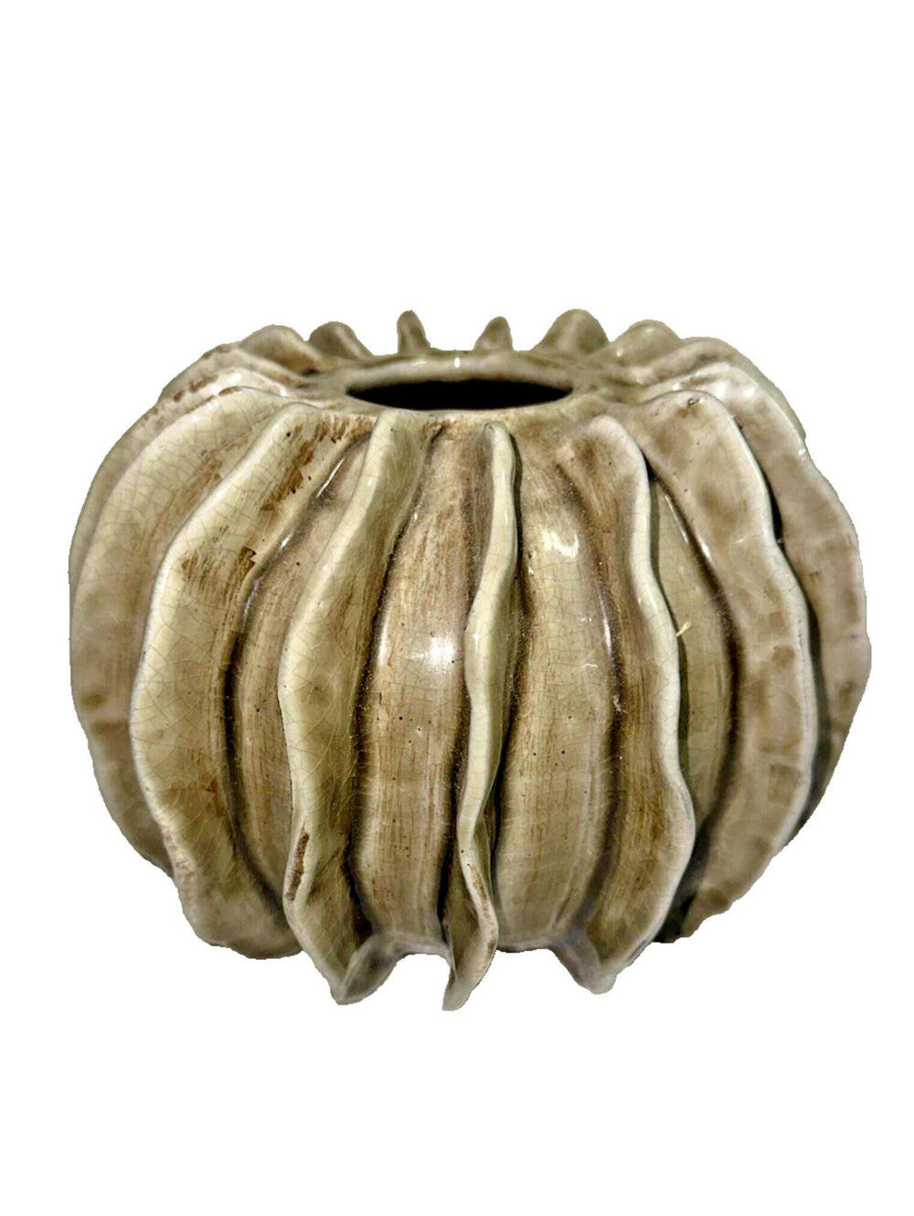 Ball Shaped Ceramic Natural tones Vase Orb Freestanding Unique Design